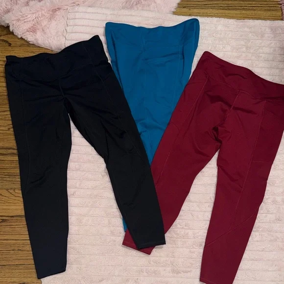 Women's Members Mark Extra Warm Leggings Trio - Black, Blue, and Red - Picture 4 of 4